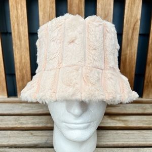 Beige Faux Fur Bucket Hat